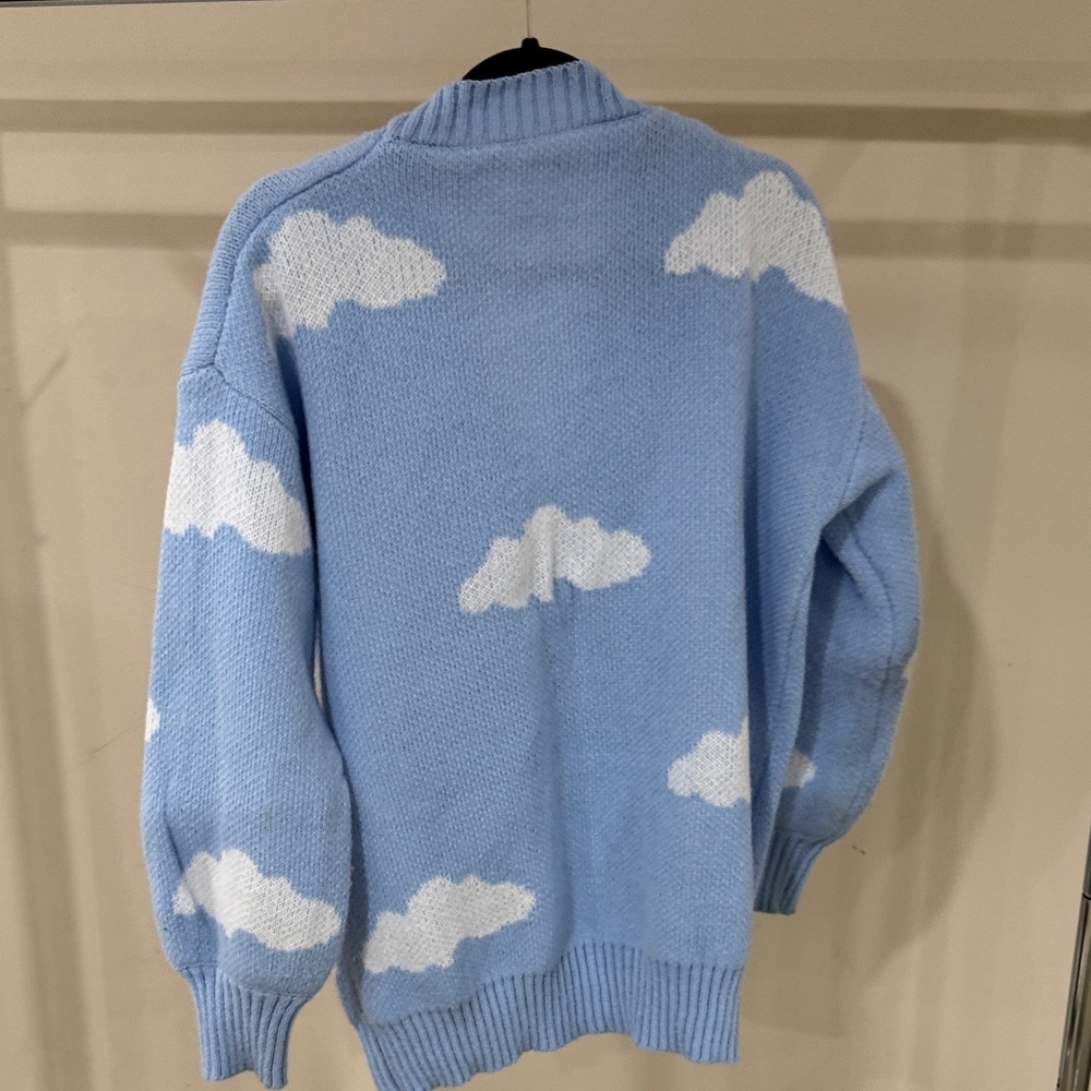 Blue Cloud Pattern Women's Sweater - image 4